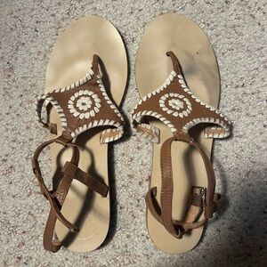 Brown and White Jack Rogers Women's Sandals